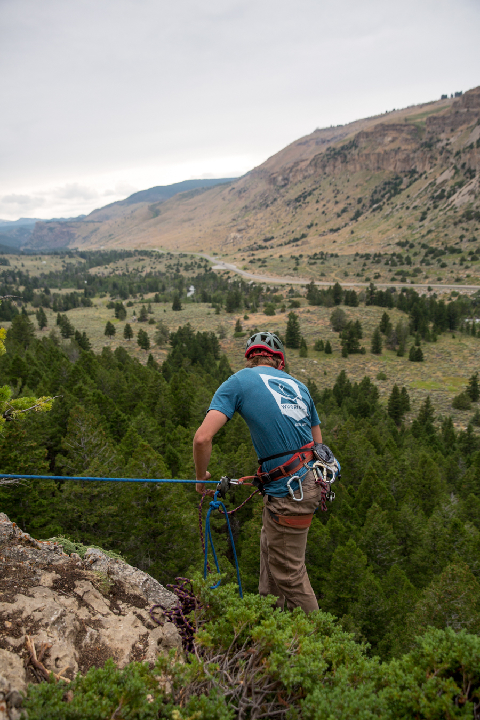 Guide Kyle setting up the rappel