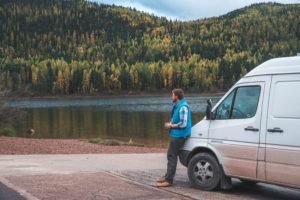 Morning coffee at Salmon Lake